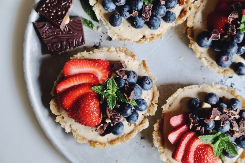 Coconut Caramel Cream Mixed Berry Tarts 