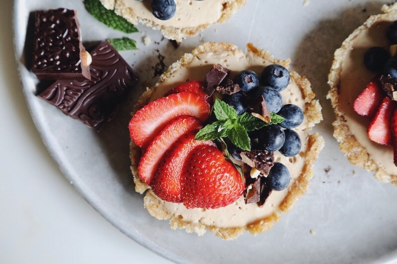 Coconut Caramel Cream Mixed Berry Tarts   