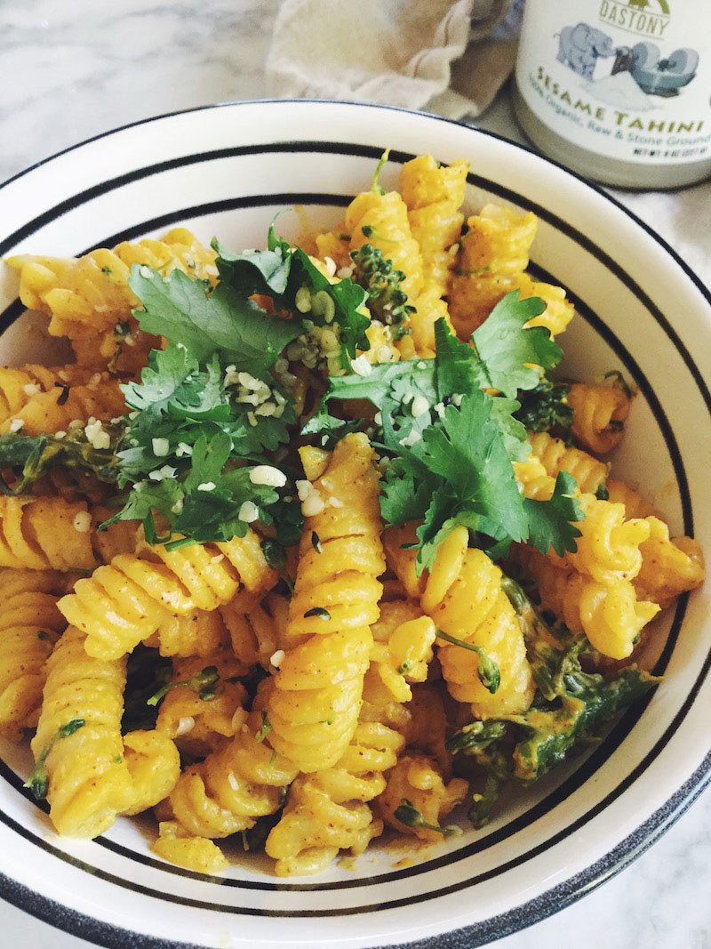 Quinoa Pasta with Broccoli and Smokey Tahini Cheeze Sauce