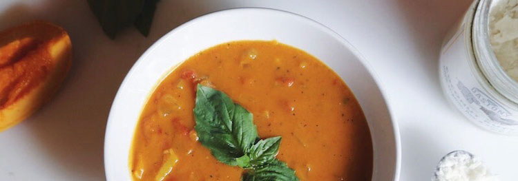 Roasted Tomato Coconut Pumpkin Soup