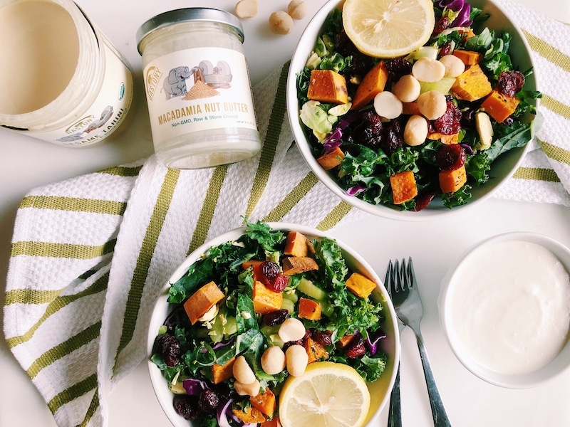 Gratitude Salad with Tahini Macadamia Dressing