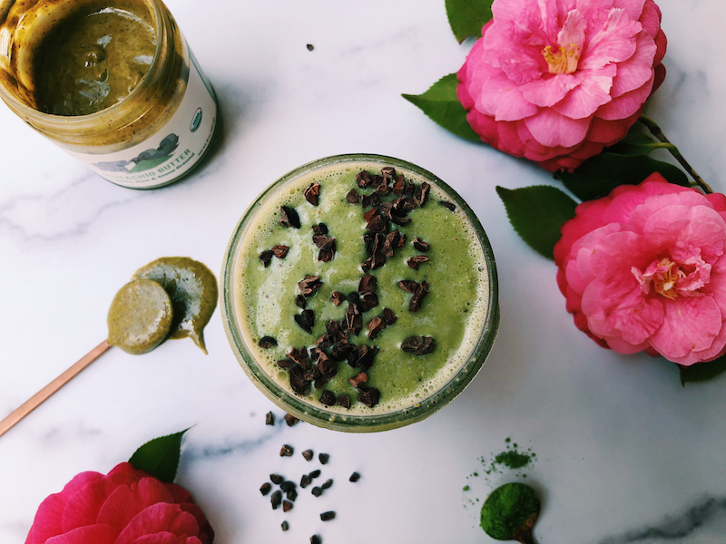Vegan Matcha Pistachio Butter Shake