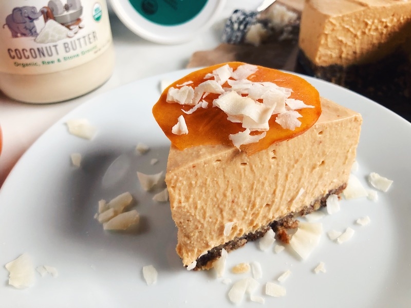 Festive Raw Vegan Persimmon Lemon Cheesecake