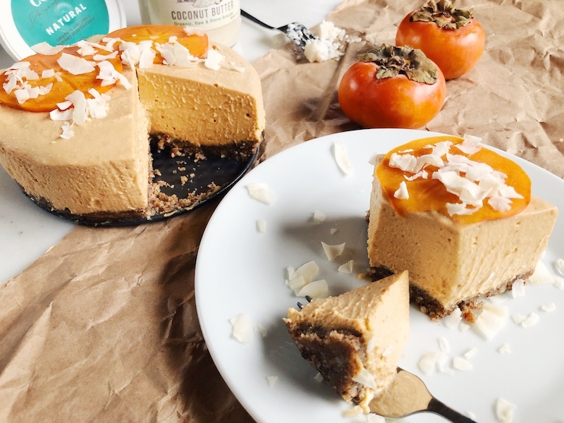 Festive Raw Vegan Persimmon Lemon Cheesecake