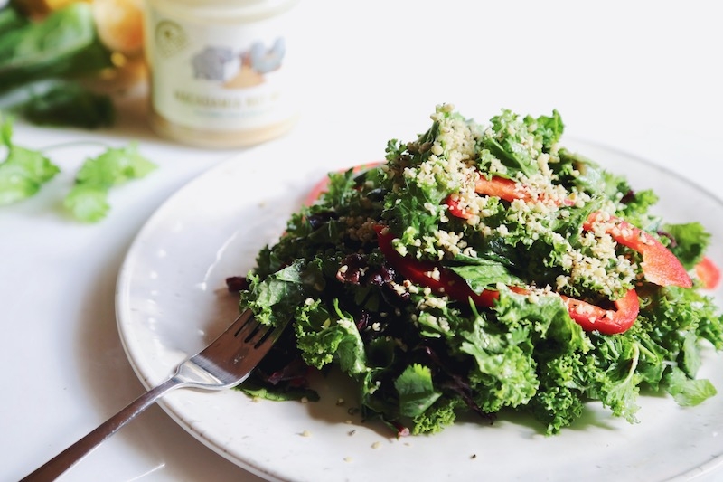 Blood Cleansing Remineralizing Kale Salad with Macadamia Butter Dressing